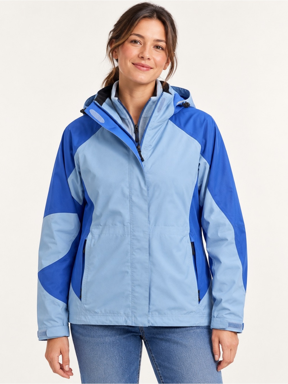 L.L.Bean The Weather Channel Polartec 2-in-1 Hooded Jacket Women’s Large Blue